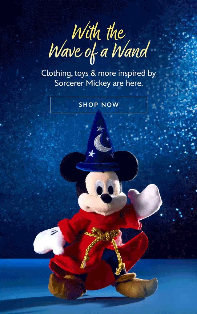 With the Wave of a Wand. Clothing, toys & more inspired by Sorcerer Mickey are here. | Shop Now