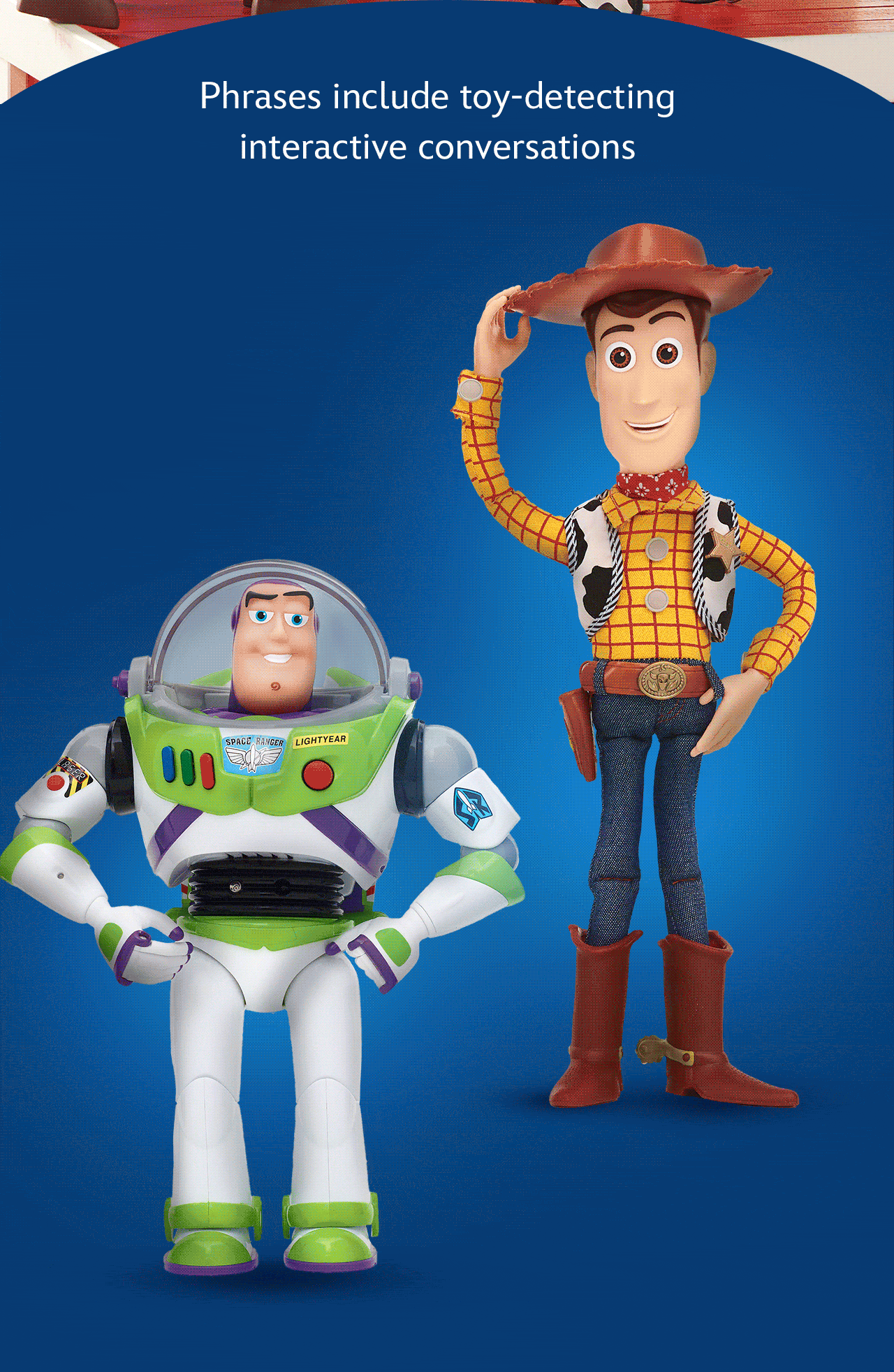 Phrases include toy-detecting interactive conversations