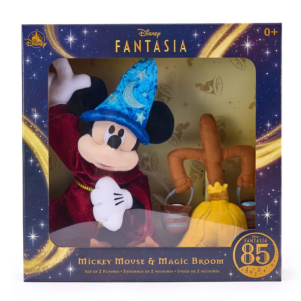 Sorcerer Mickey Mouse and Magic Broom Plush Set &ndash; Fantasia 85th Anniversary