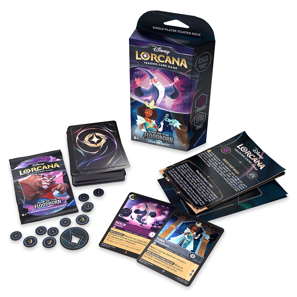 Disney Lorcana Trading Card Game by Ravensburger – Rise of the Floodborn – Starter Deck – Merlin and Tiana