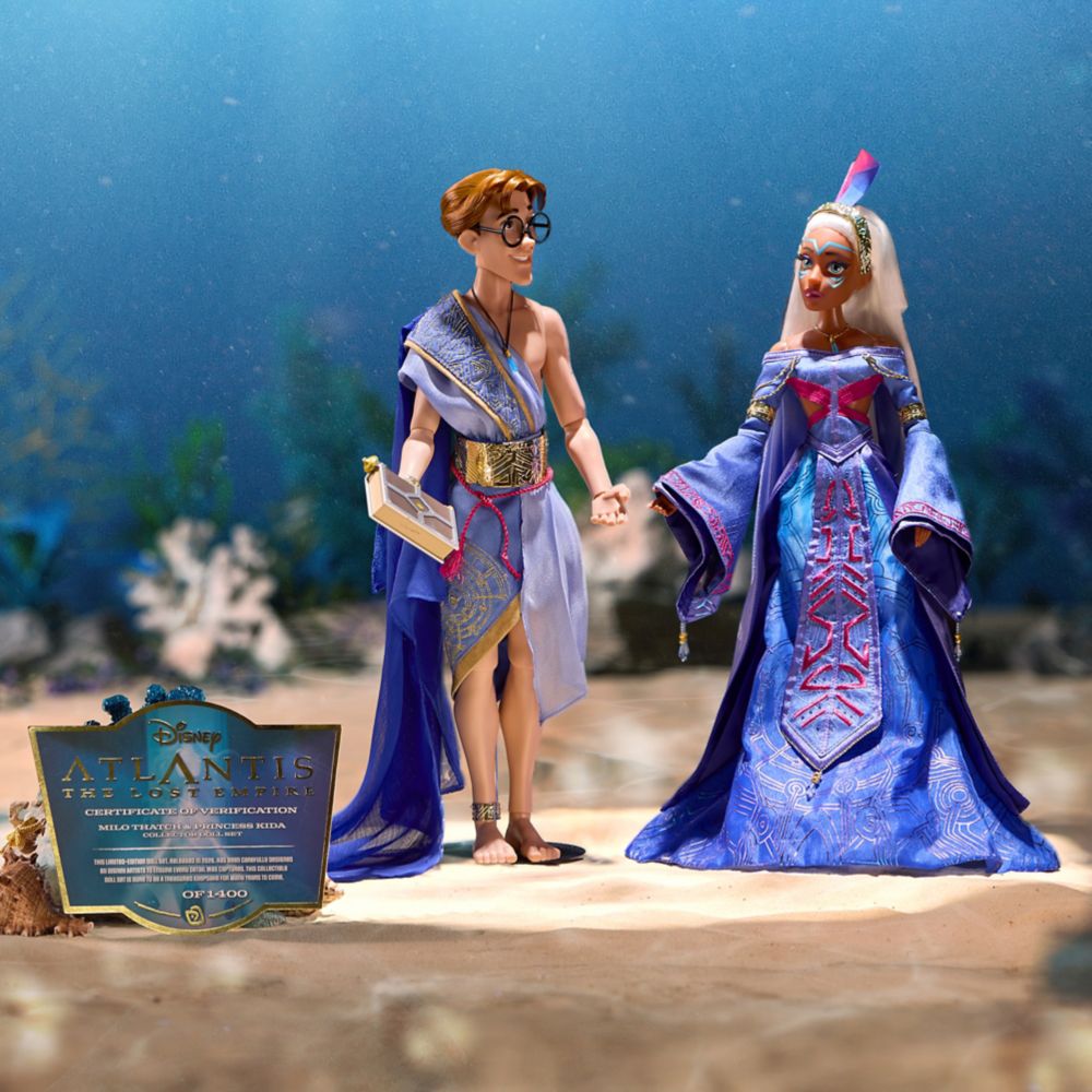 Milo Thatch and Princess Kida Limited Edition Doll Set &ndash; Atlantis: The Lost Empire 25th Anniversary &ndash; 17'' &ndash; D23: The Ultimate Disney Fan Event
