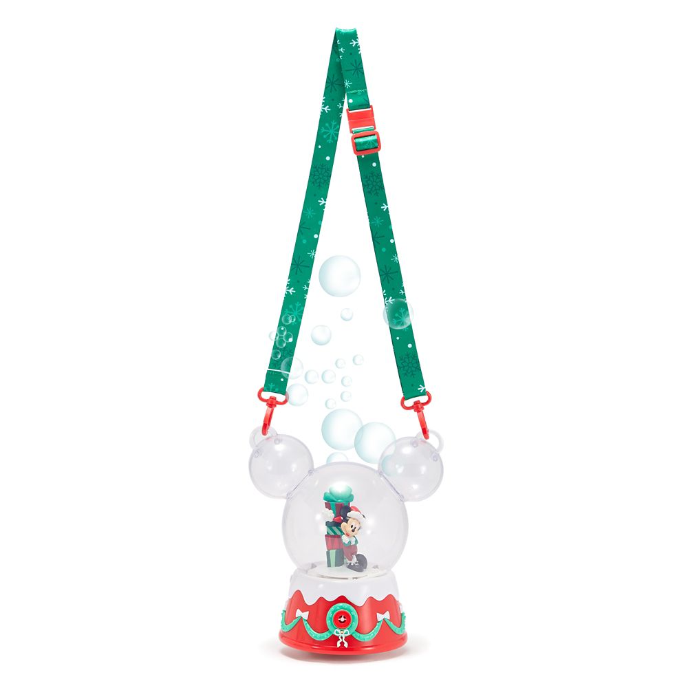 Santa Mickey Mouse Light-Up and Sound Bubble Snowglobe with Strap