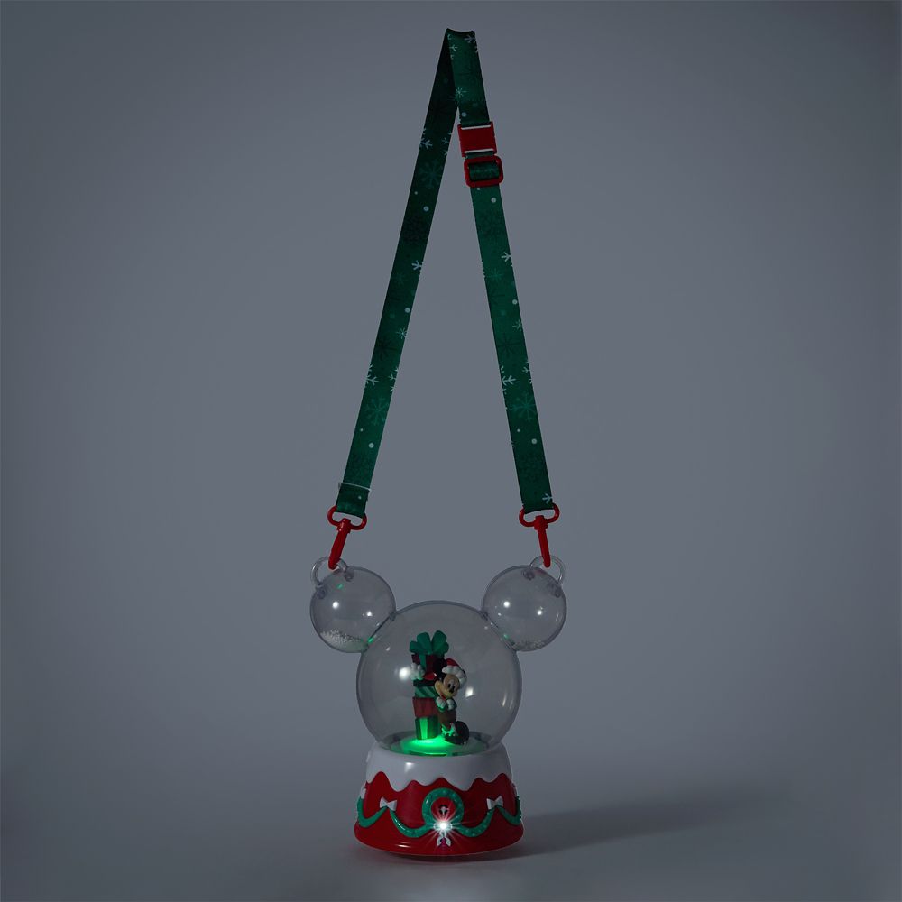 Santa Mickey Mouse Light-Up and Sound Bubble Snowglobe with Strap