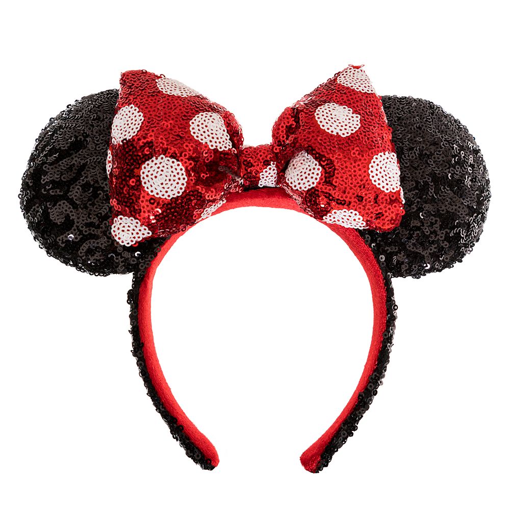 Minnie Mouse Sequin Ear Headband with Sequin Polka Dot Bow for Adults ...