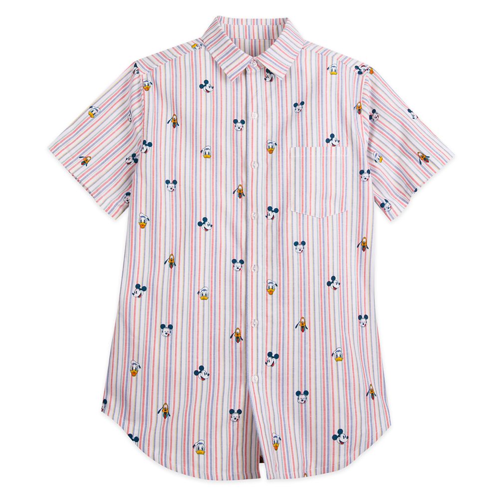 Mickey mouse conductor woven shops button down shirt