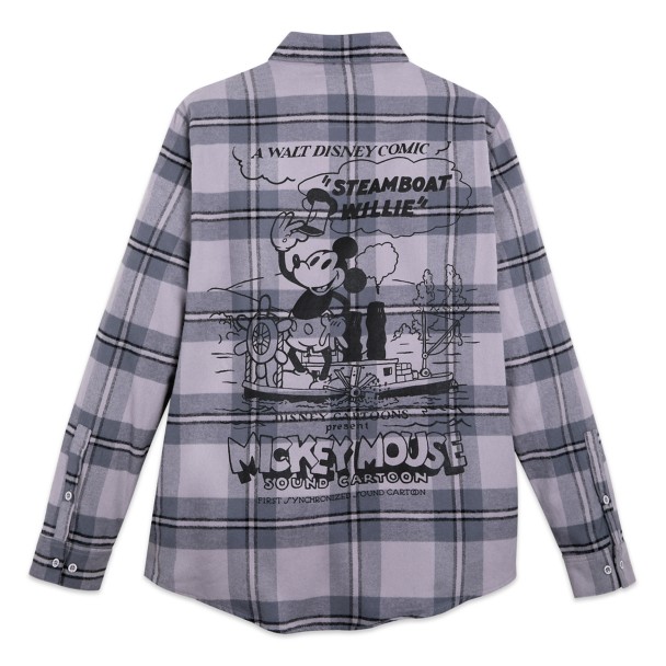 Mickey Mouse Steamboat Willie Flannel Shirt for Men by Mickey Mouse Steamboat Willie Flannel Shirt for Men by
