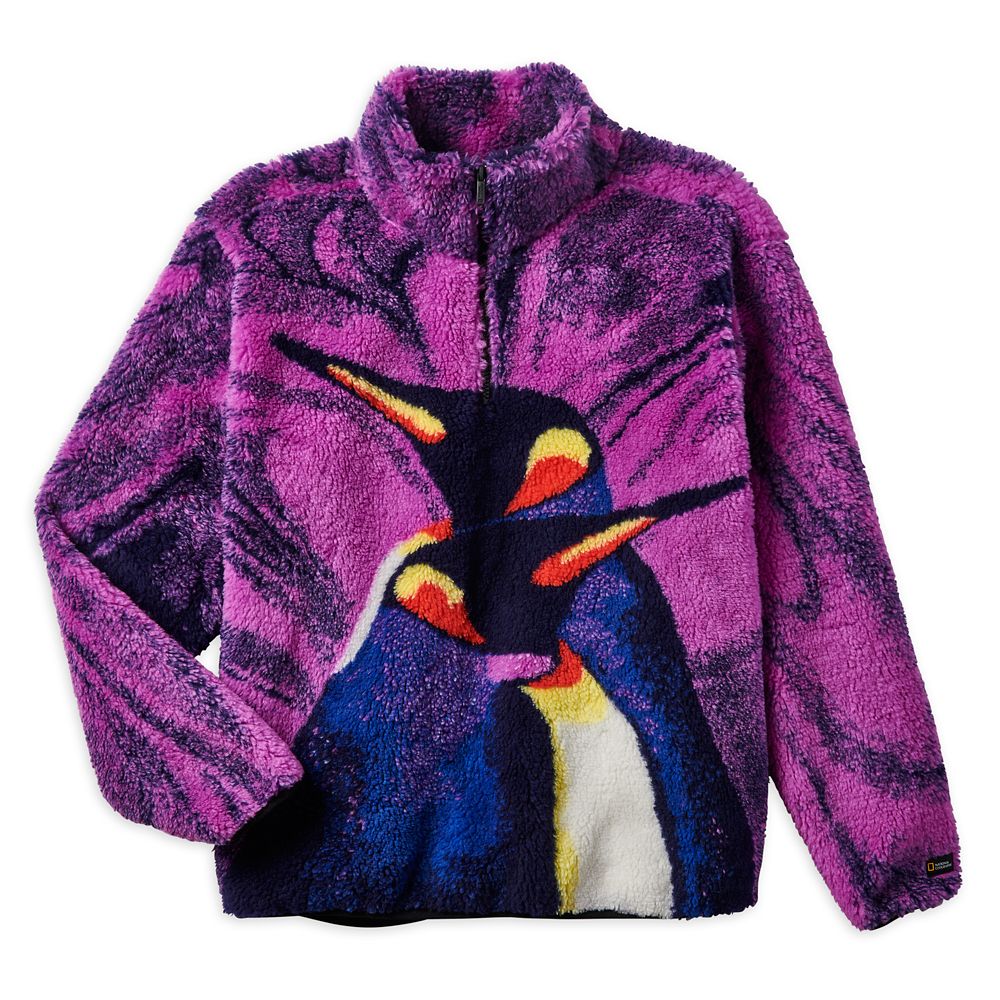 NEW NWT National Geographic Emperor Penguin good Purple Pull Over Sherpa Jacket Sz Lg