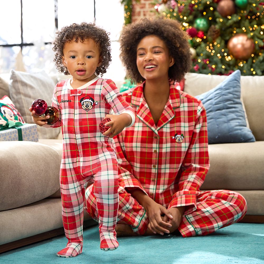 Mickey Mouse Plaid Holiday Sleeper for Baby &ndash; Personalized