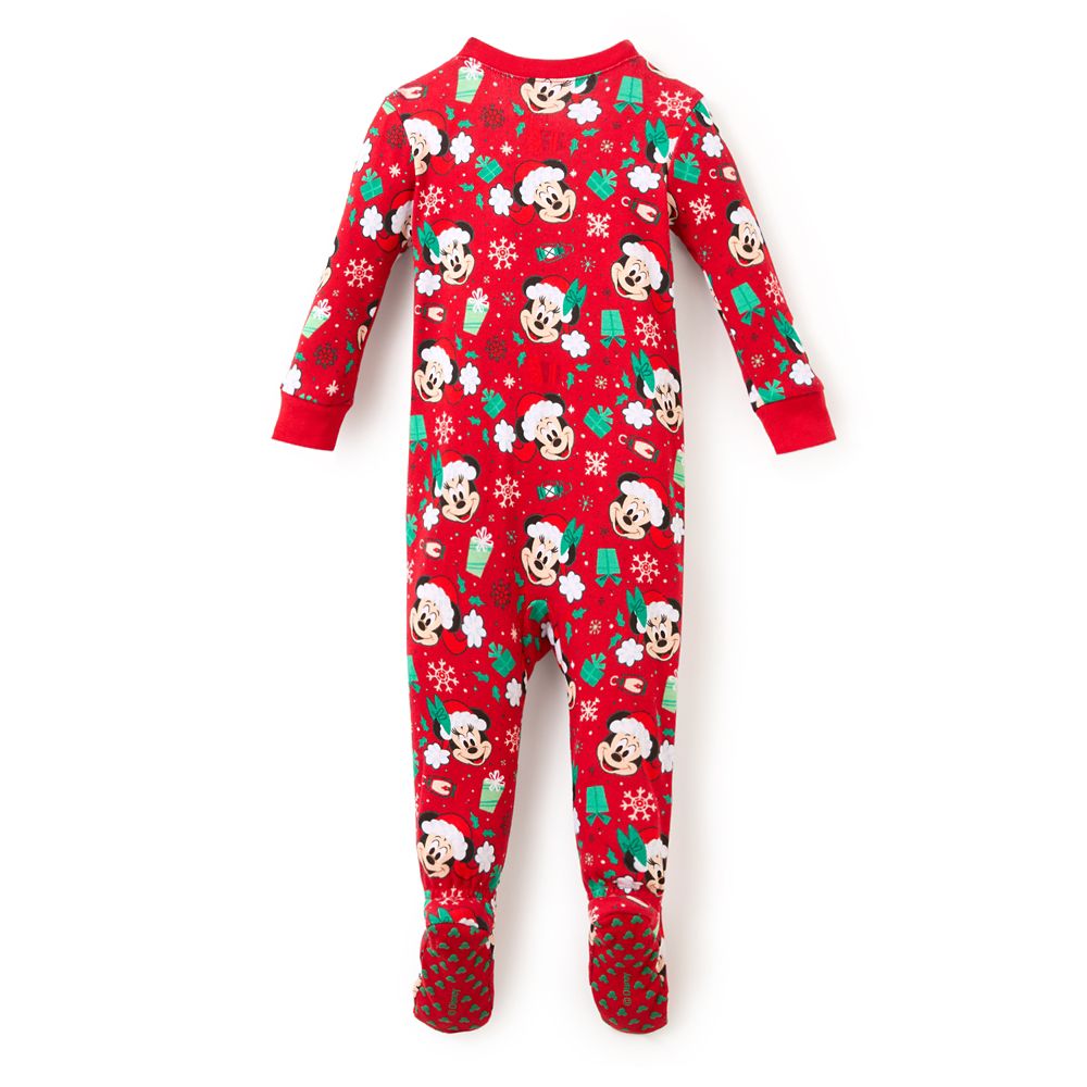 Santa Mickey and Minnie Mouse Holiday Stretchie Sleeper for Baby