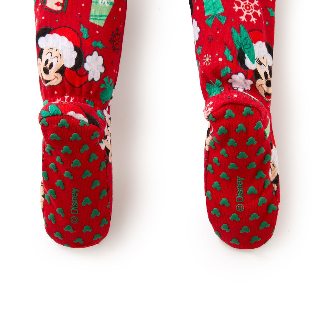 Santa Mickey and Minnie Mouse Holiday Stretchie Sleeper for Baby