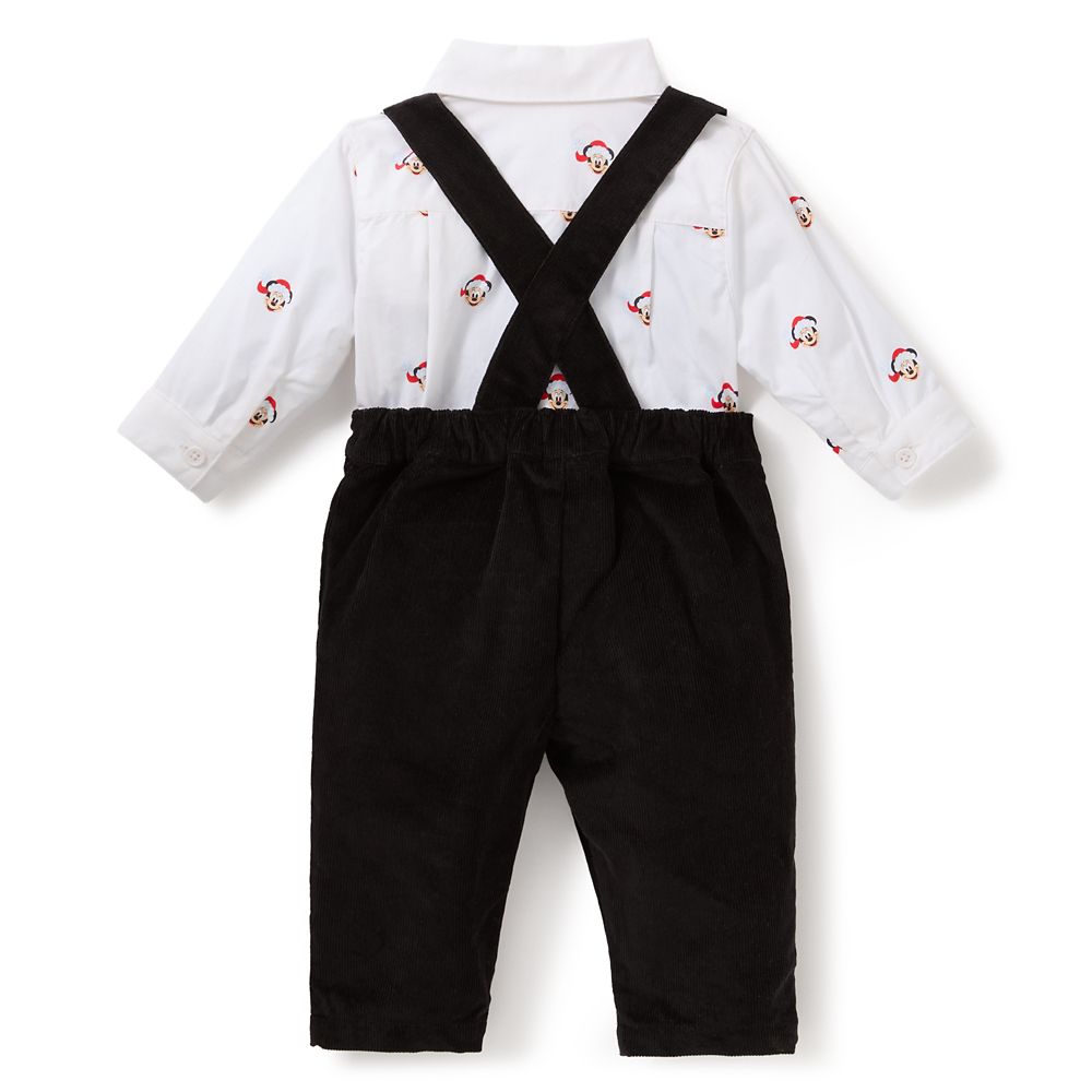 Santa Mickey Mouse Overalls and Shirt Set for Baby