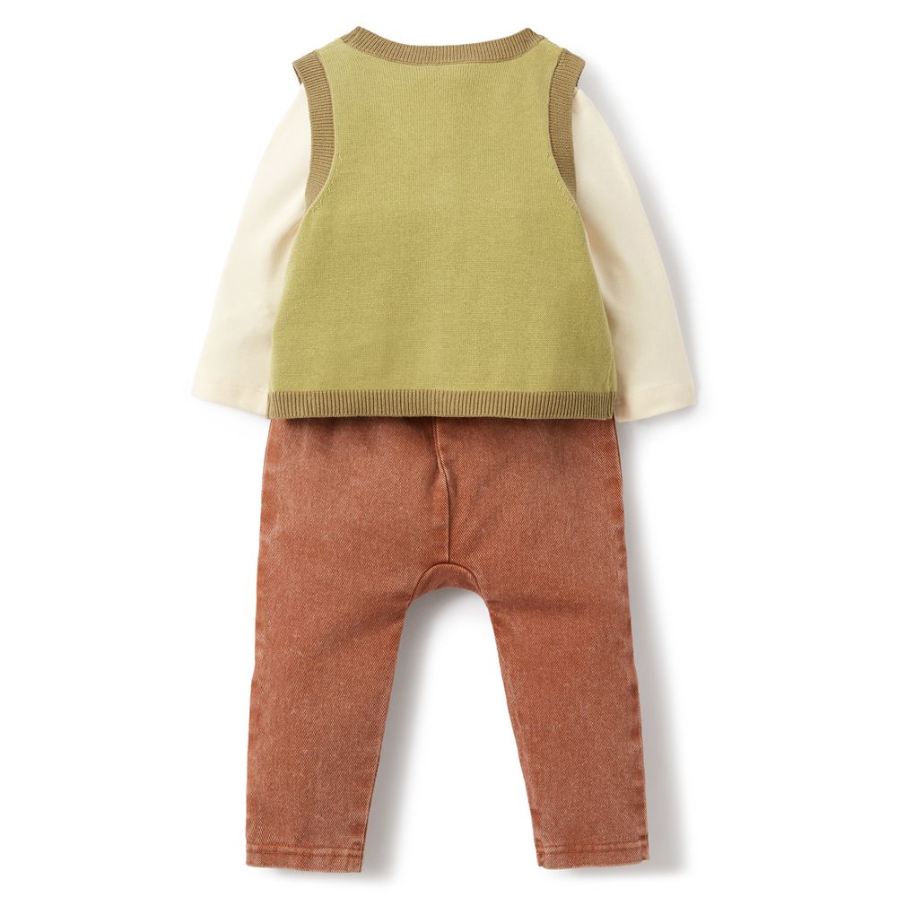 Mickey Mouse and Donald Duck Vest Pants and Bodysuit Set for Baby