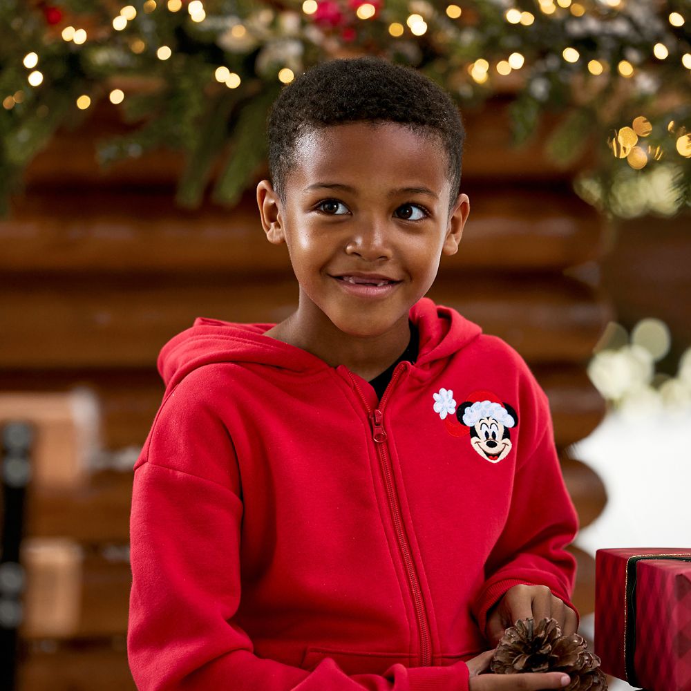 Santa Mickey Mouse Zip Hoodie for Kids