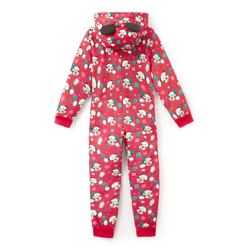 Santa Mickey and Minnie Mouse Holiday One-Piece Pajama for Kids