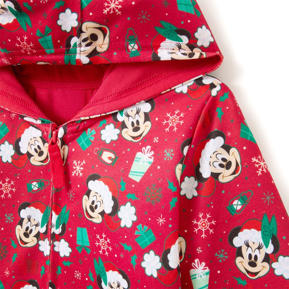 Santa Mickey and Minnie Mouse Holiday One-Piece Pajama for Kids