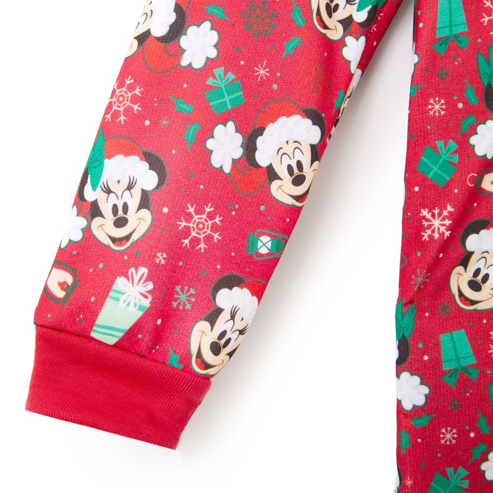 Santa Mickey and Minnie Mouse Holiday One-Piece Pajama for Kids