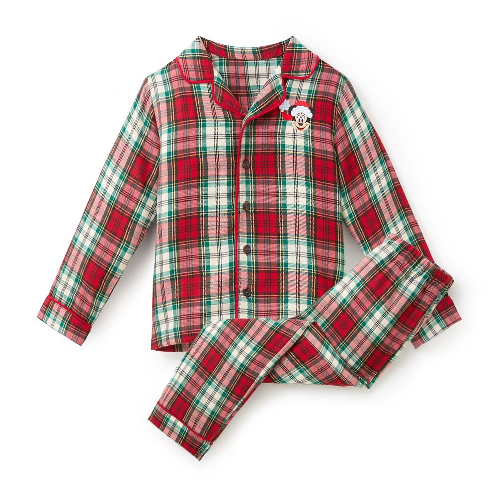 Santa Mickey Mouse Plaid Holiday Sleep Set for Kids