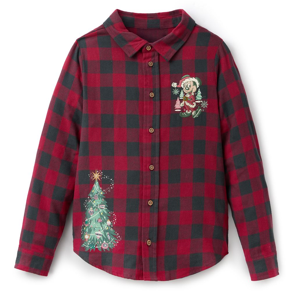 Santa Mickey Mouse Holiday Plaid Flannel Shirt for Kids by Our Universe Official shopDisney