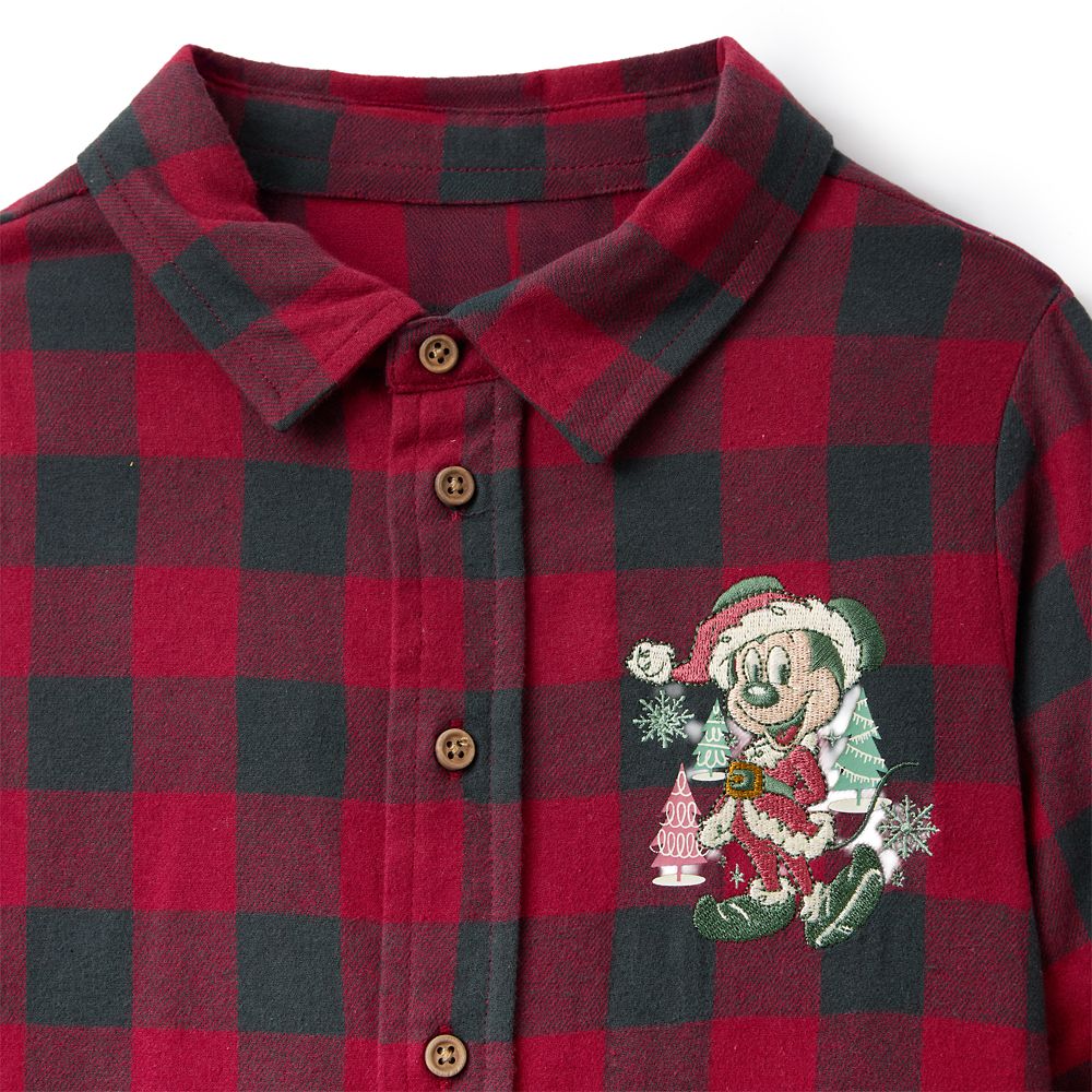 Santa Mickey Mouse Holiday Plaid Flannel Shirt for Kids by Our Universe
