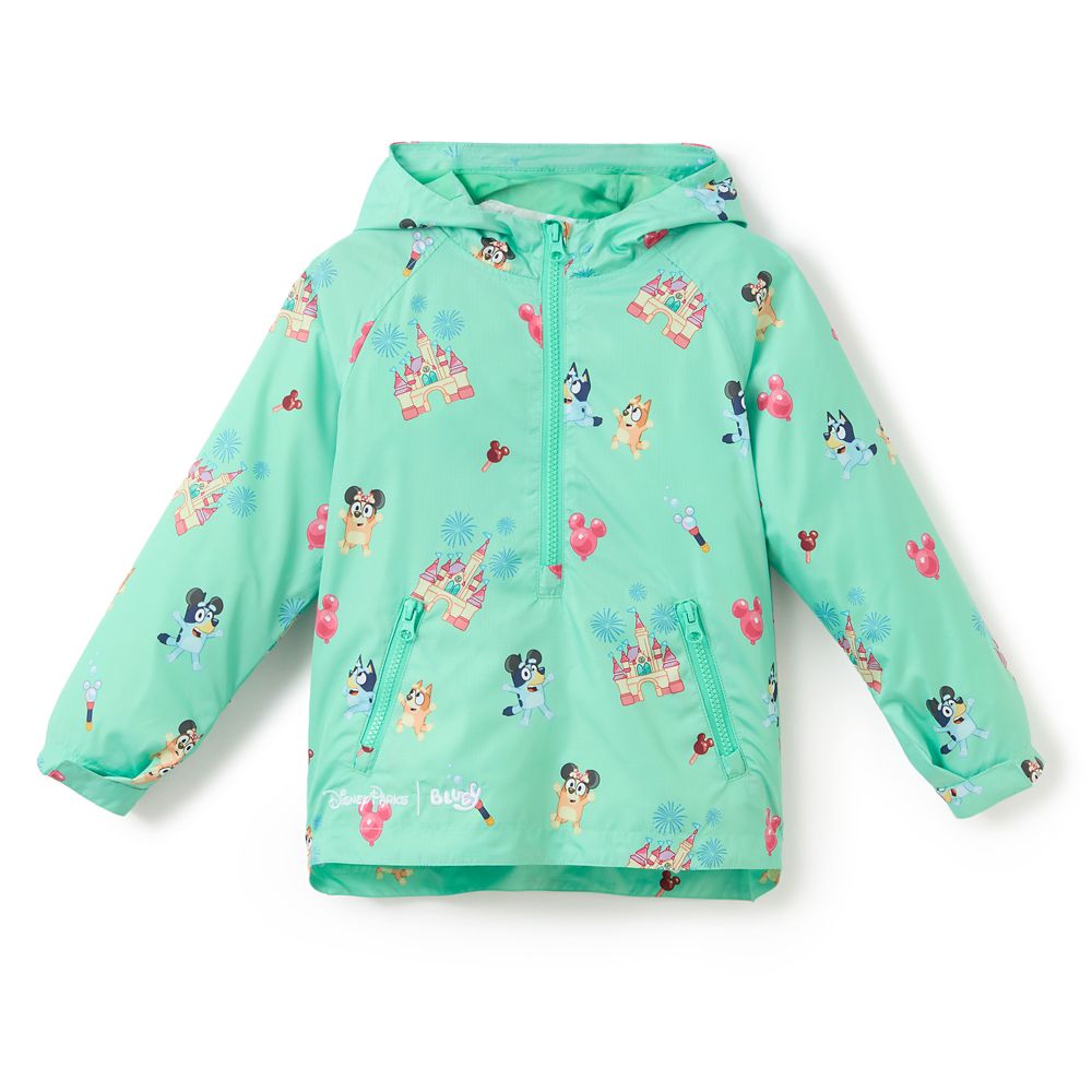 Bluey Disney Parks Half-Zip Packable Hooded Rain Jacket for Kids