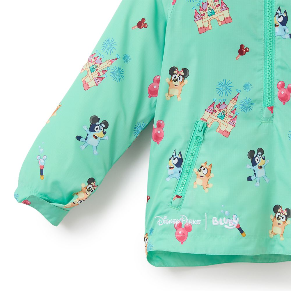 Bluey Disney Parks Half-Zip Packable Hooded Rain Jacket for Kids