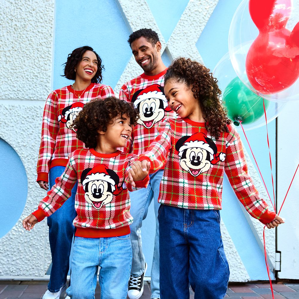 Mickey Mouse Holiday Plaid Sweater for Kids