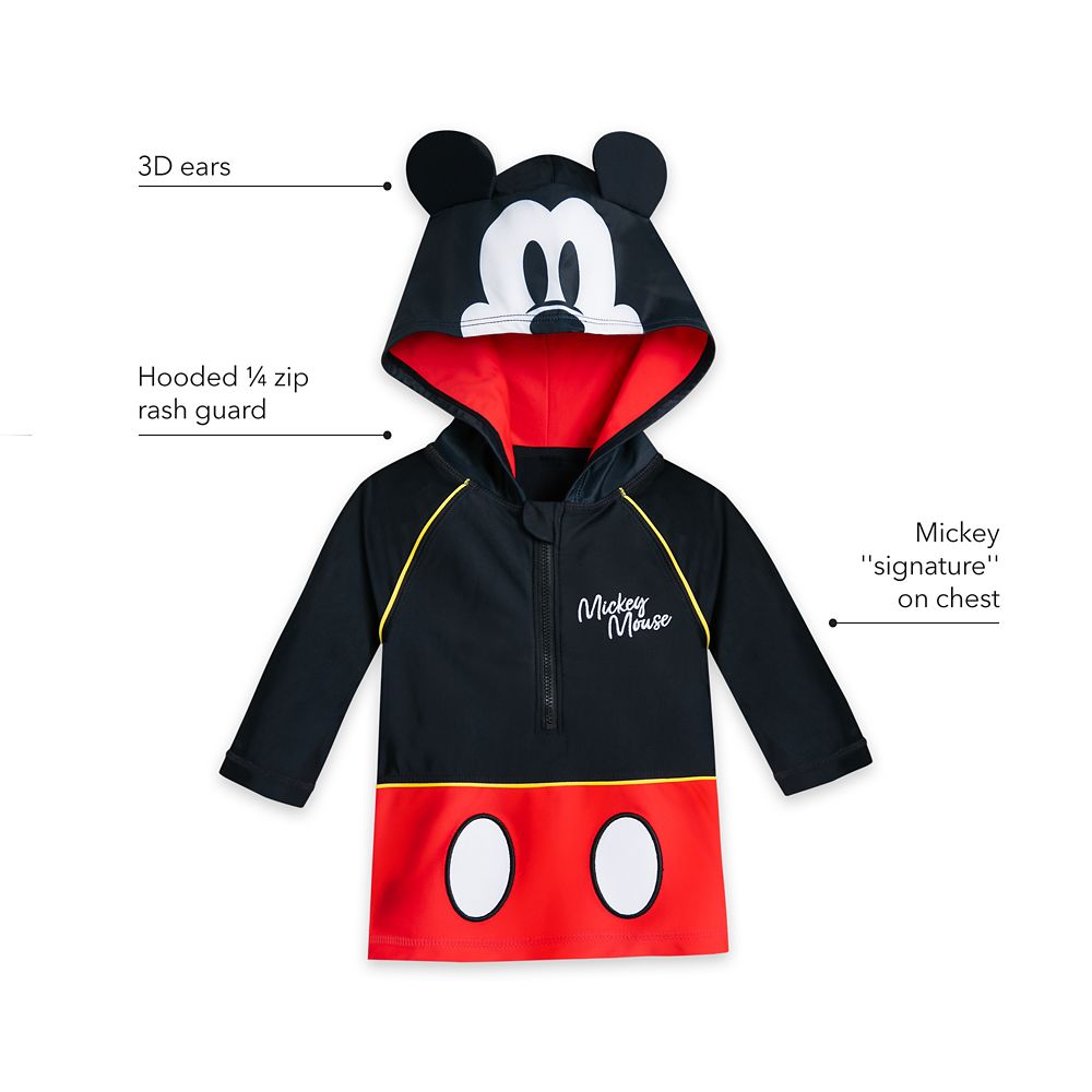 Mickey Mouse Costume Hooded Rash Guard for Kids