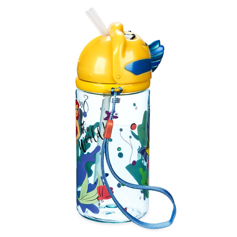 Flounder Figural Water Bottle with Built-In Straw - The Little Mermaid