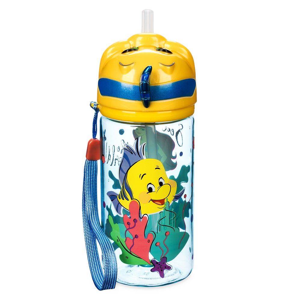 Flounder Figural Water Bottle with Built-In Straw - The Little Mermaid