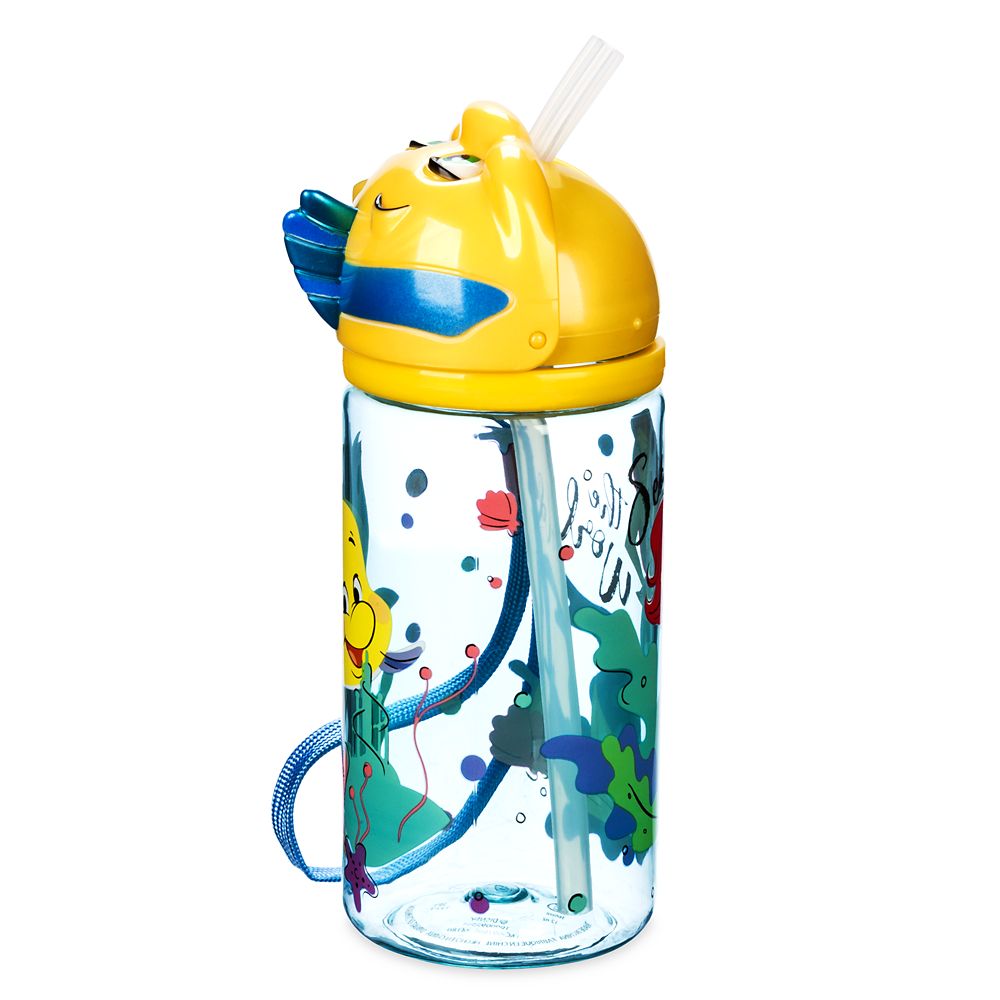 Flounder Figural Water Bottle with Built-In Straw - The Little Mermaid