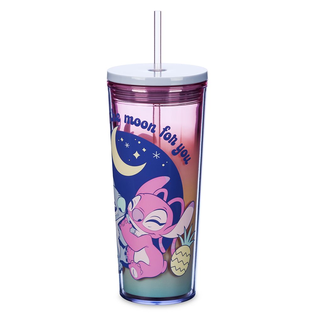 Stitch and Angel Tumbler with Straw - Lilo & Stitch