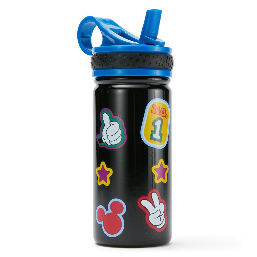 Mickey Mouse Stainless Steel Water Bottle with Built-In Straw