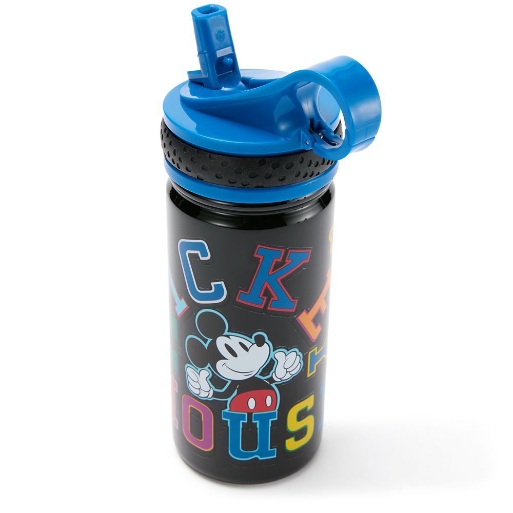 Mickey Mouse Stainless Steel Water Bottle with Built-In Straw