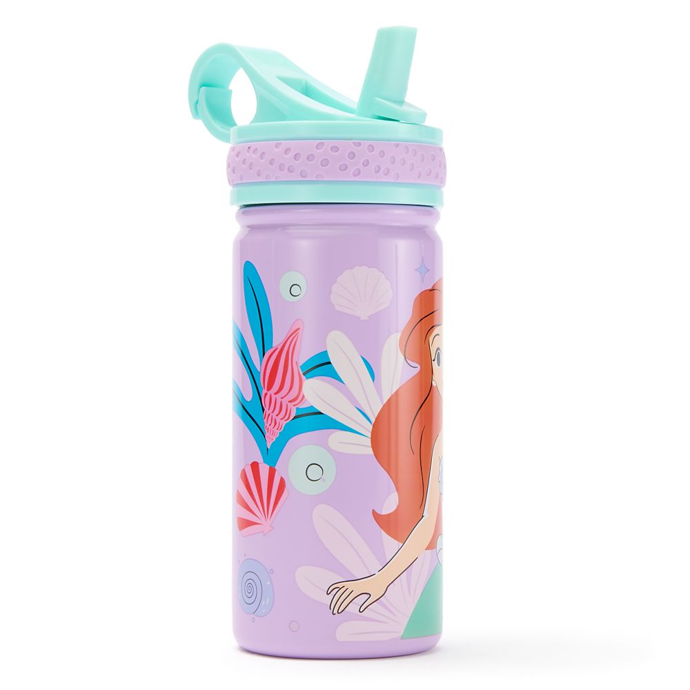 Ariel Stainless Steel Water Bottle with Built-In Straw - The Little Mermaid