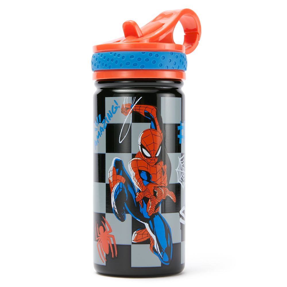 Spider-Man 14oz. Stainless Steel Water Bottle with Built-In Straw Official shopDisney