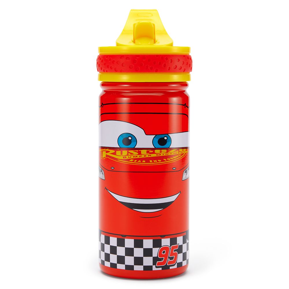 Lightning McQueen 14oz. Stainless Steel Water Bottle with Built-In Straw – Cars