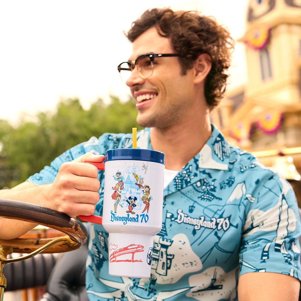 Mickey Mouse and Friends 34 oz.Travel Cup with Straw &ndash; Disneyland 70th Anniversary