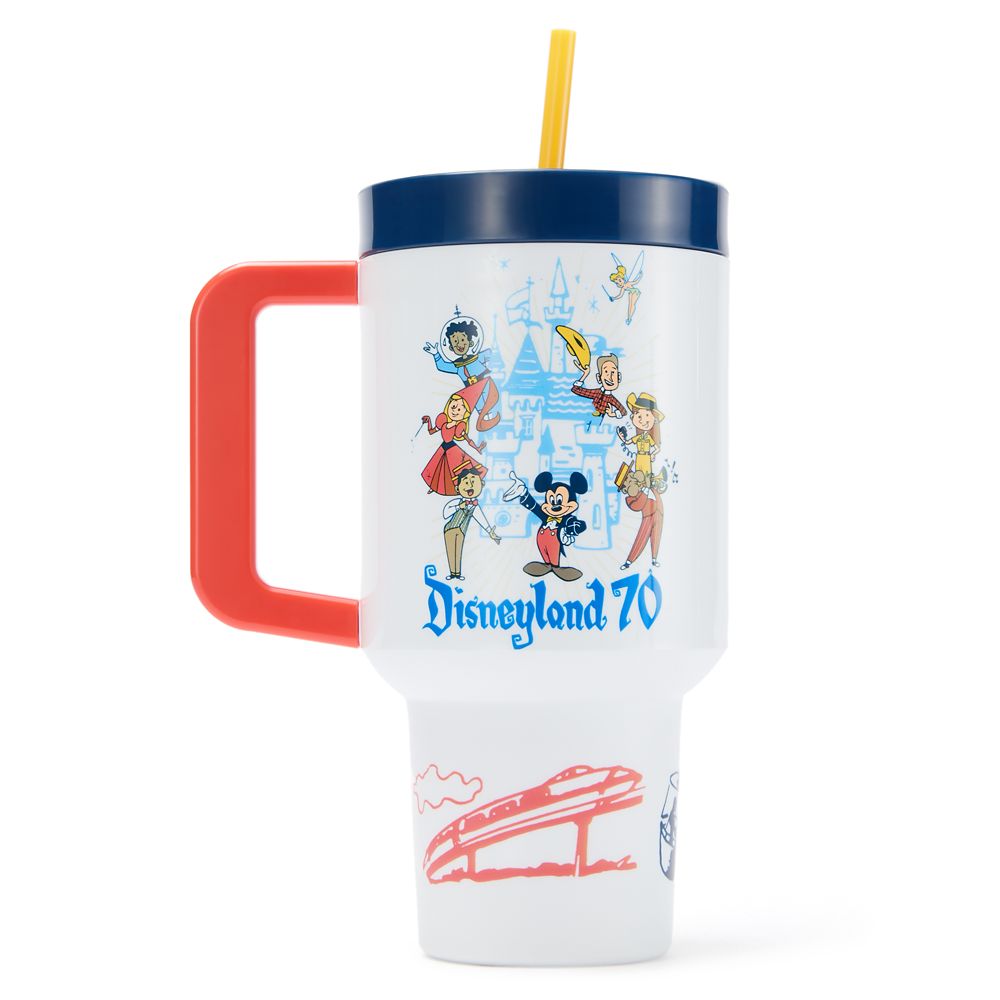 Mickey Mouse and Friends Travel Cup with Straw - Disneyland 70th Anniversary