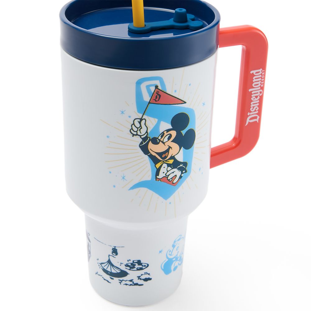 Mickey Mouse and Friends 34 oz.Travel Cup with Straw &ndash; Disneyland 70th Anniversary