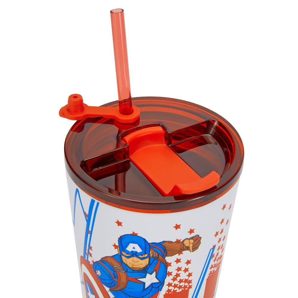 Captain America 18 oz. Stainless Steel Tumbler with Straw