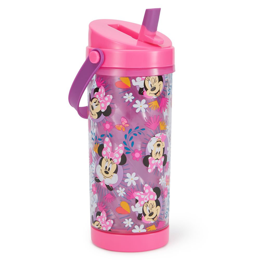 Minnie Mouse Color-Changing Water Bottle with Built-In Straw and Handle