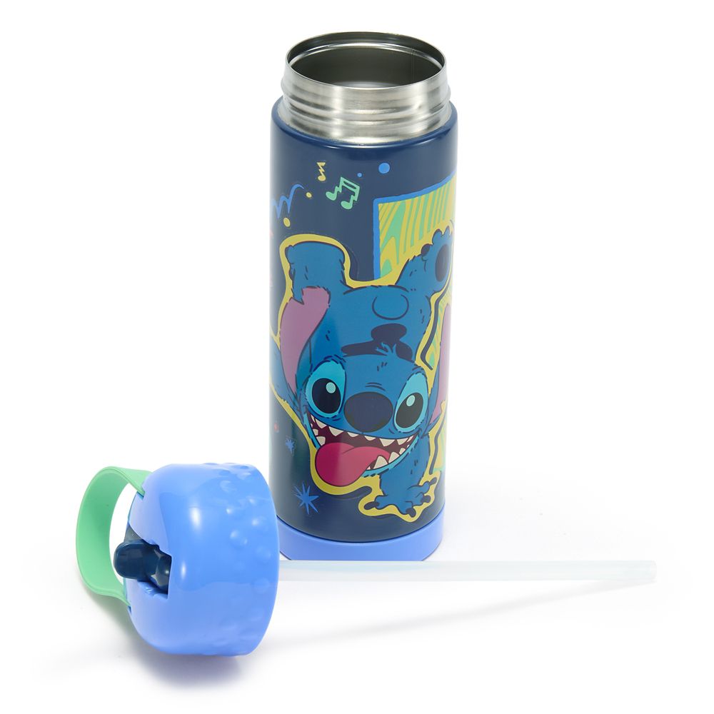 Stitch 16 oz. Stainless Steel Water Bottle with Built-In Straw &ndash; Lilo & Stitch