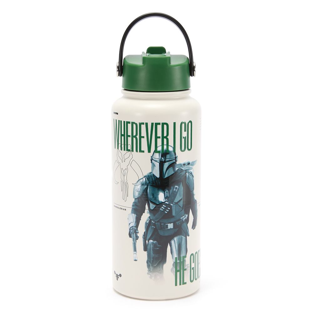 The Mandalorian and Grogu 33 oz. Stainless Steel Water Bottle with Built-In Straw &ndash; Star Wars