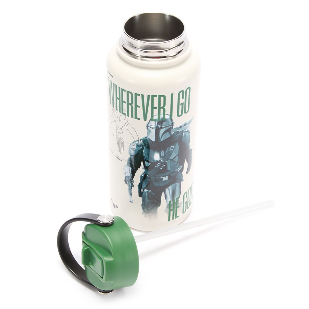 The Mandalorian and Grogu 33 oz. Stainless Steel Water Bottle with Built-In Straw &ndash; Star Wars