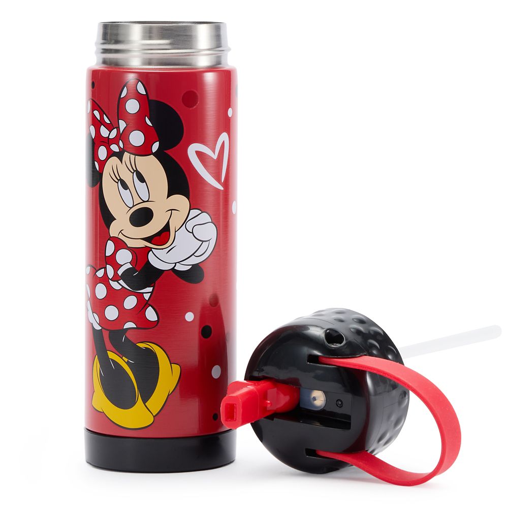 Minnie Mouse 16 oz. Stainless Steel Water Bottle with Built-In Straw