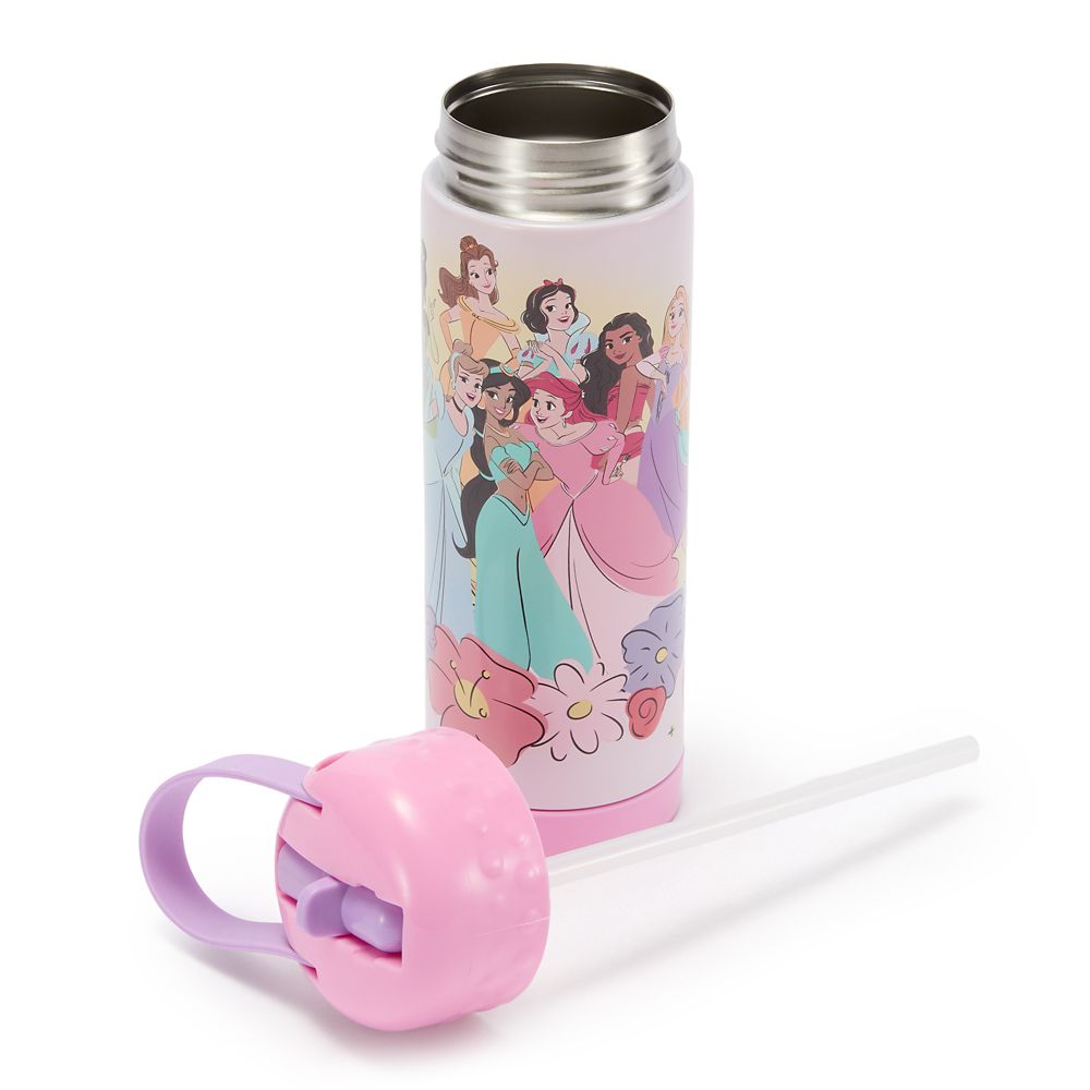 Disney Princess 16 oz. Stainless Steel Water Bottle with Built-In Straw
