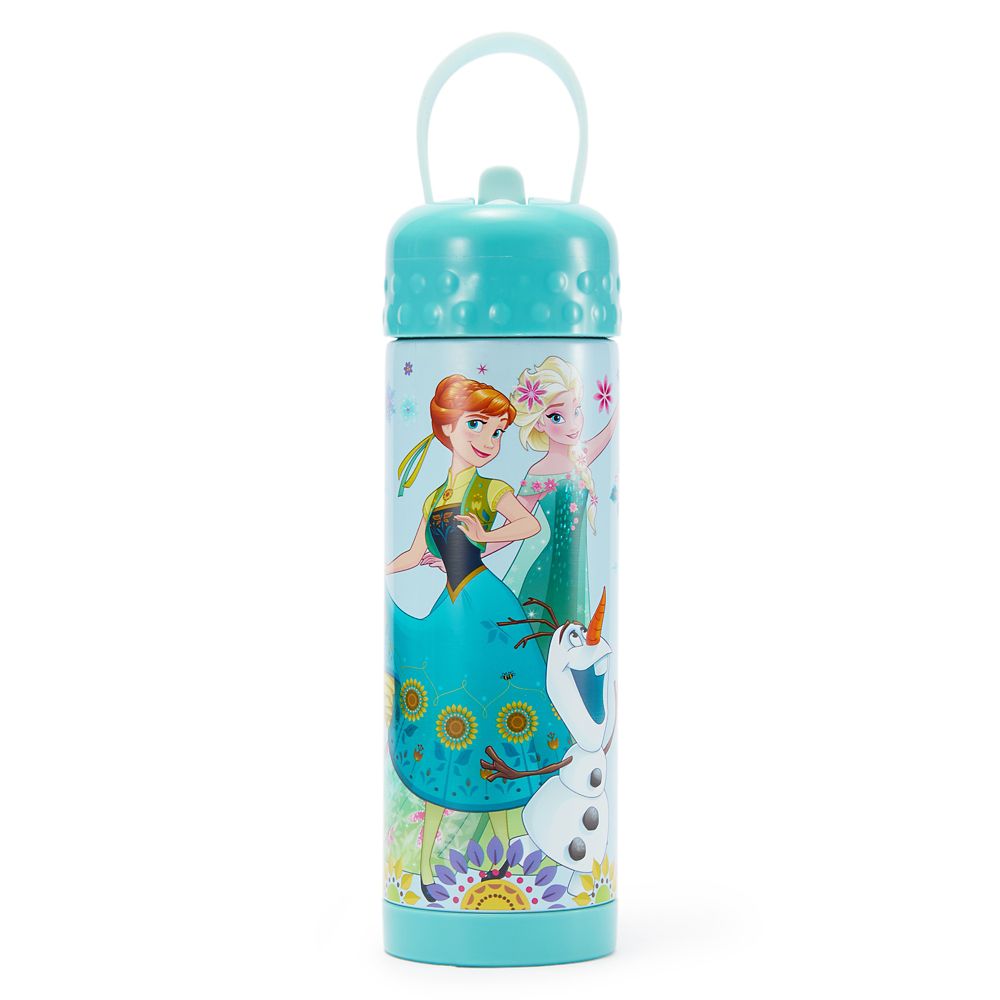 Frozen 16 oz. Stainless Steel Water Bottle with Built-In Straw