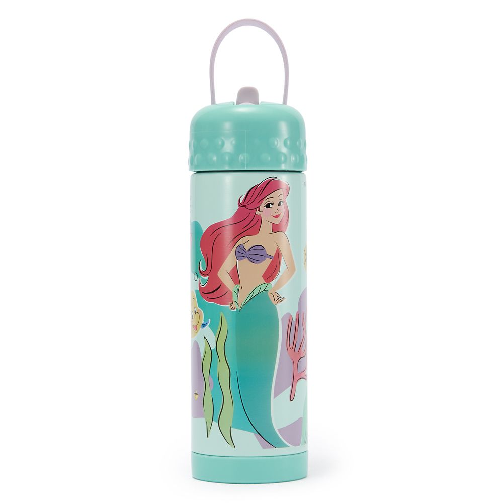 The Little Mermaid 16 oz. Stainless Steel Water Bottle with Built-In Straw