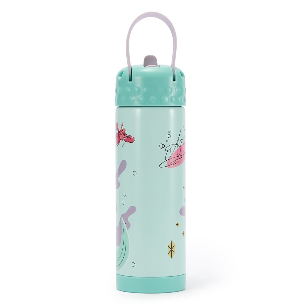 The Little Mermaid 16 oz. Stainless Steel Water Bottle with Built-In Straw