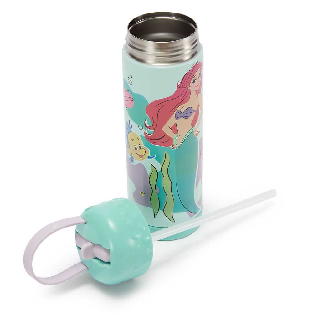 The Little Mermaid 16 oz. Stainless Steel Water Bottle with Built-In Straw